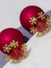 Christmas Red Gem Snowflake Stud Earrings