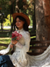 White 1980s Gigot Sleeve Victorian Lace Dress