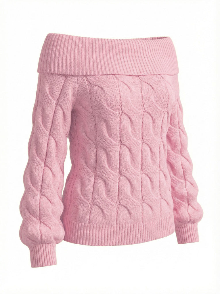 2000s Y2K Solid Off-Shoulder Sweater