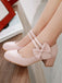 Vintage Bow Round Toe Cone Heel Shoes