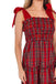 Red 1940s Christmas Plaid Lace-Up Dress