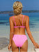 Pink 1950s Plaid Lace-Up Bikini Set