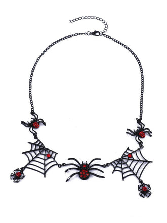 Vintage Gothic Spider & Web Alloy Necklace