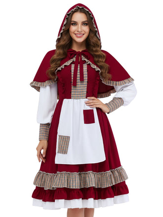 1950s Red Riding Halloween Costume Dress With Cape