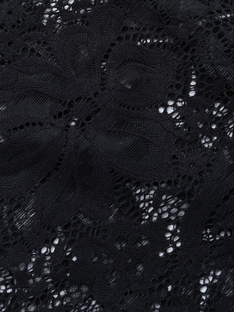 1960s Sheer Lace Bodycon Dress with Draped Skirt