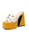 Gem Studded Transparent Chunky Heel Shoes