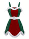 Red & Green 1960s Christmas Plush Trim Dress Set