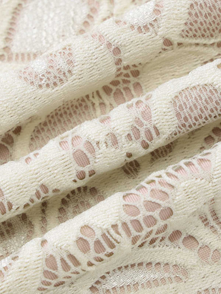 1960s Lace Cutout Bell Sleeves Bodycon Dress