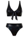 1970s Snakeskin Metallic Tie-Front Bikini Set