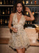 1920s Deep V-Neck Leaf Sequin Backless Dress