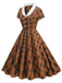 1950s Peter Pan Collar Plaid Swing Dress