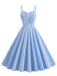 1950s Spaghetti Strap Plaids Button Swing Dress