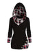 1940s Knit Plaid Button Hooded Sweater