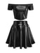2PCS Metallic 1970 Disco Off-Shoulder Top & Pleated Skirt