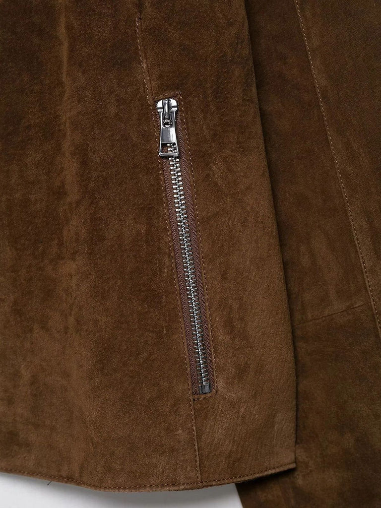 Brown 1980s Solid Suede Zipper Front Cropped Jacket