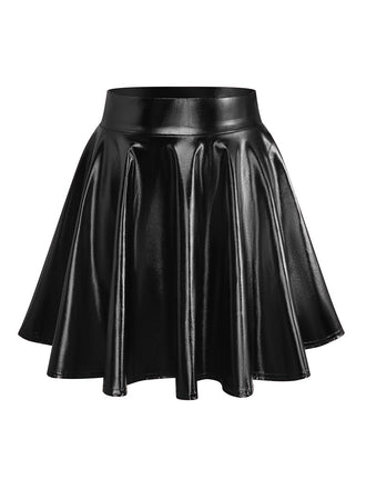 1970s Solid Disco Metallic Pleated Skirt