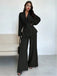 2PCS 1960s Solid Lace-Up Blazer & Pants Set