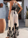 White 1930s Silhouette Plants Spaghetti Straps Jumpsuit