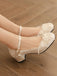 Floral Jacquard Pearl Mary Jane High Heels