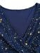 [Plus Size] Navy Blue 1970s Star Print Ruffle Flounce Sleeve Dress
