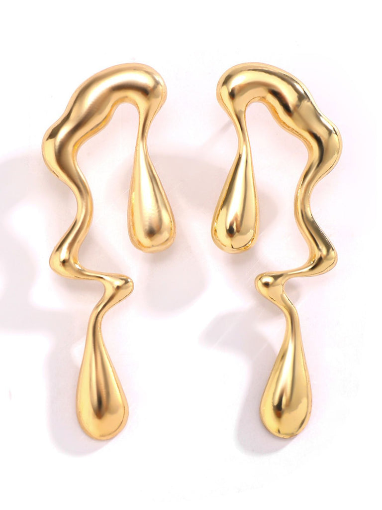 Vintage Liquid Metal Drop Stud Earrings