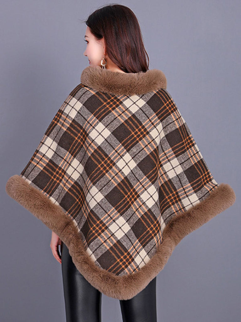 1950s Plaid Velvet Rex Rabbit Fur Shawl