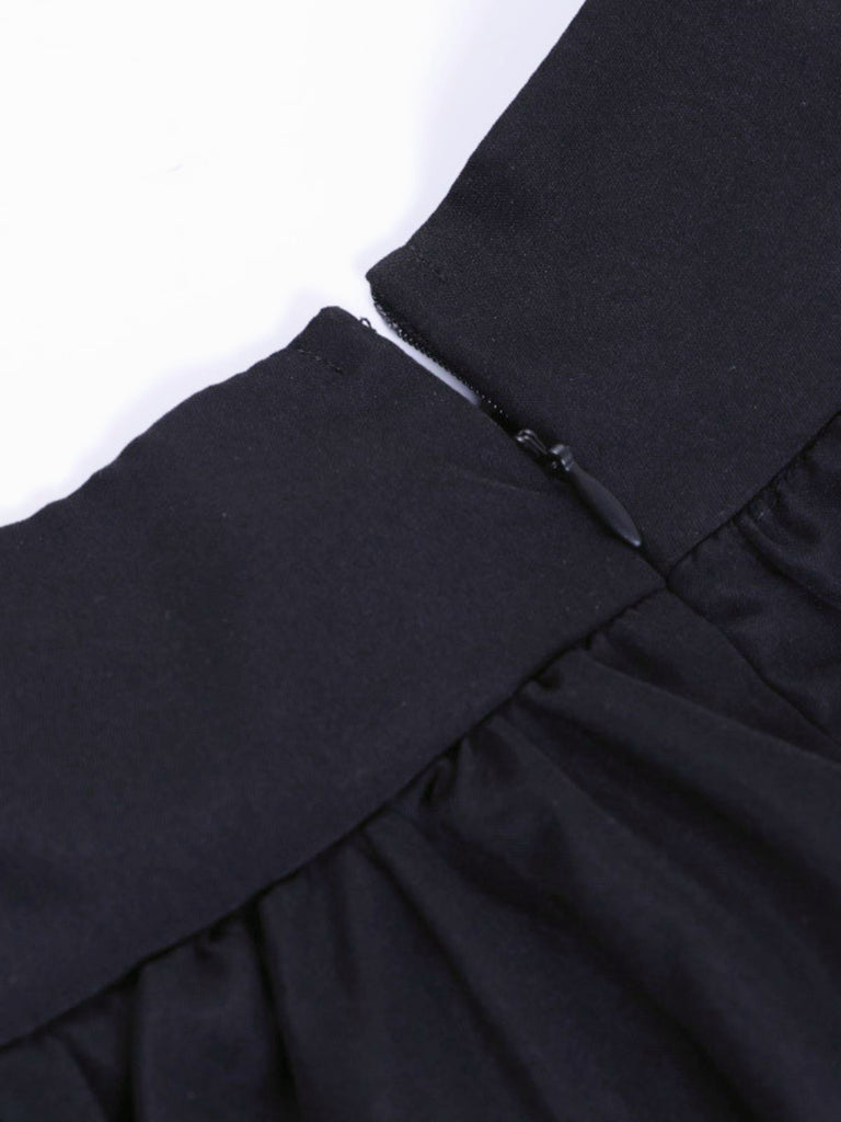 Black 1980s Gothic Chain Cross Lace Layered Skirt
