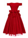 [Pre-Sale] Red 1950s Detachable Bow Off-Shoulder Mesh Dress