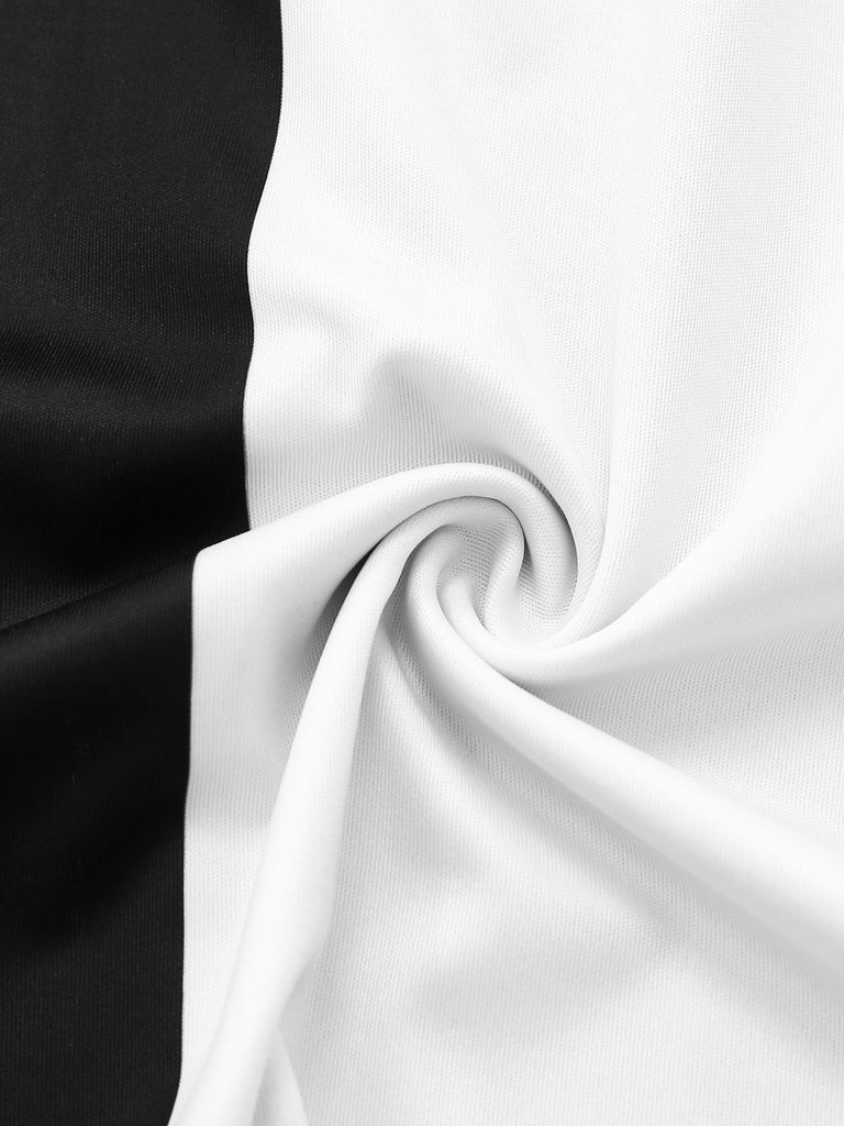 Black 1960s Colorblock Sleeveless Pencil Dress