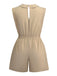 Khaki 1930s V-Neck Pocket Solid Romper