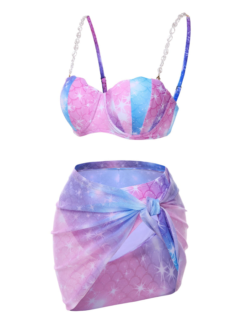 1970s Shell Pearl Chain Swimsuit & Cover-Up