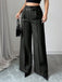 Burgundy 1960s High-Waist Wide-Leg Pants