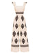 1970s Boho Geometric Print Square Neck Jumpsuit
