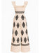 1970s Boho Geometric Print Square Neck Jumpsuit