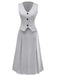 2PCS 1940s Stripe Sleeveless Vest & Midi Skirt
