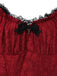 Red 1970s Gothic Lace Bow Off Shoulder Dress