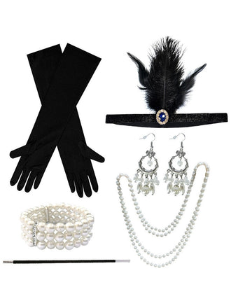 6PCS 1920s Flapper Costume Accessory Set - vintage fashion, retro style