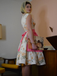 Yellow 1950s Boat Neck Antique Floral Dress