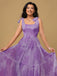 Lavender 1930s Floral Lace-Up Mesh Dress
