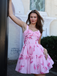 Pink 1950s Ditsy Floral Corset Back-Tie Tutu Dress