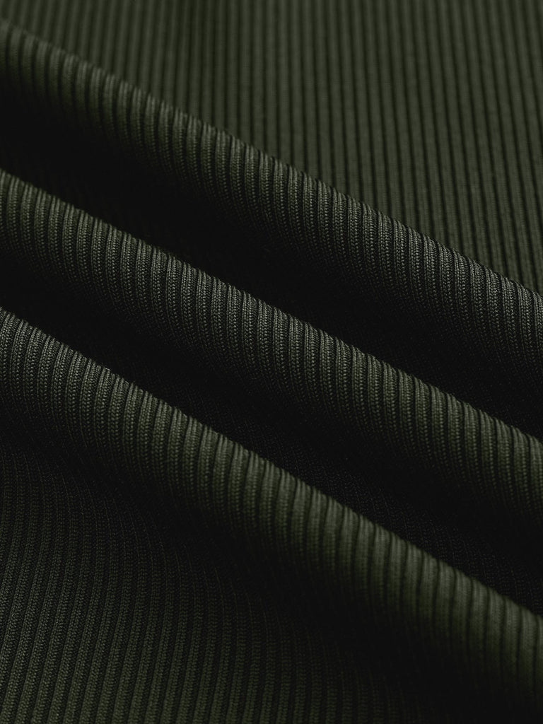 Olive Green 1950s V-Neck Sheer Polka Dot Sleeve Jumpsuit