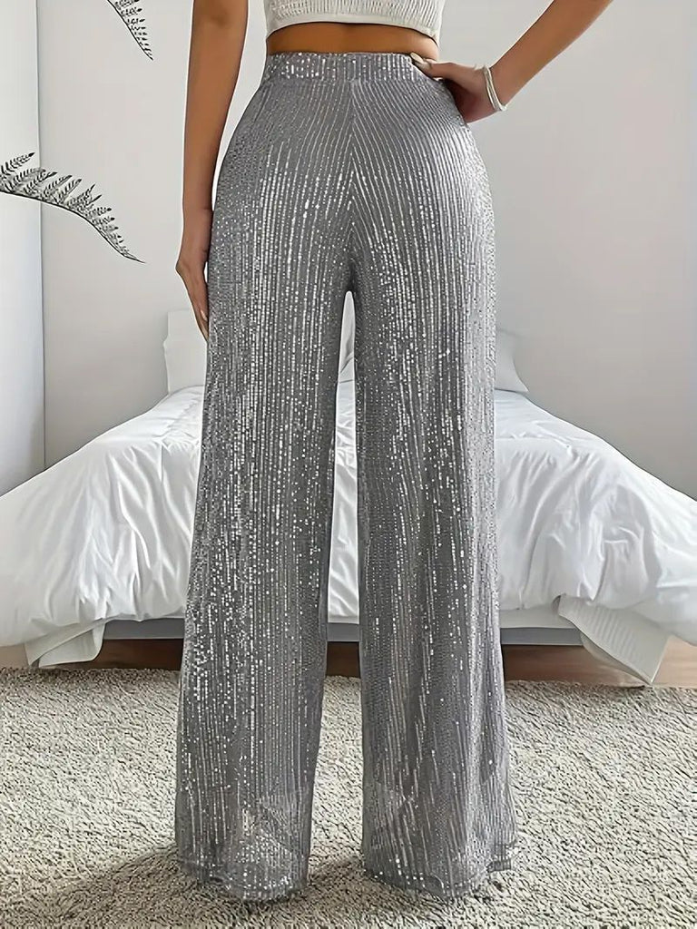 1970s Sequin Loose Flowy Wide-Leg Pants