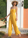Yellow 1970s Strapless Bow Solid Jumpsuit