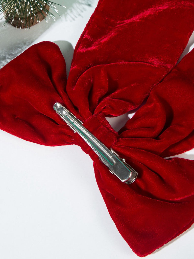Vintage Christmas Velvet Large Bow Hairpin