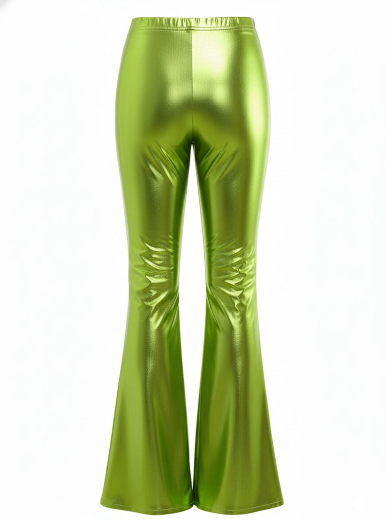 1970s Solid Laser Metallic Tight Bootcut Pants