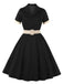 1950s Retro Contrast Short-Sleeved Lapel Dress