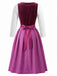Plum 1950s Square Neck Velvet Polka Dot Dress & Apron & Lace Top