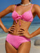 Pink 1950s Plaid Lace-Up Bikini Set