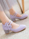 Vintage Bow Round Toe Cone Heel Shoes