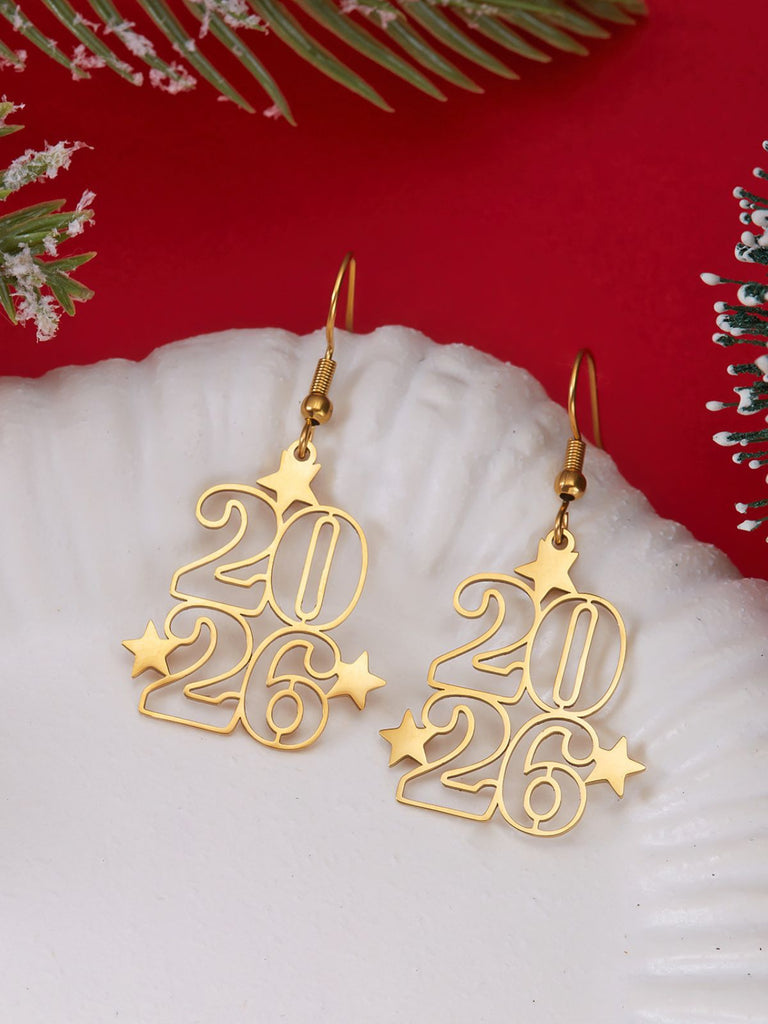 2026 Hollow-Out Alloy Drop Earrings